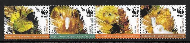 Colección sellos fauna wwf de Nueva Zelanda