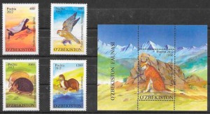 filatelia fauna Ozbekistan 2012