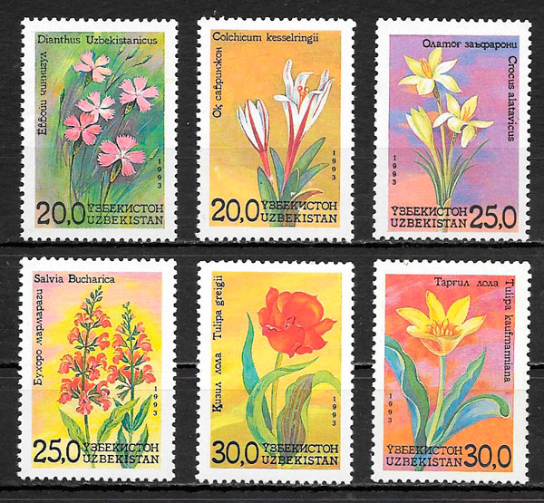 sellos flora ozbekistan 1993