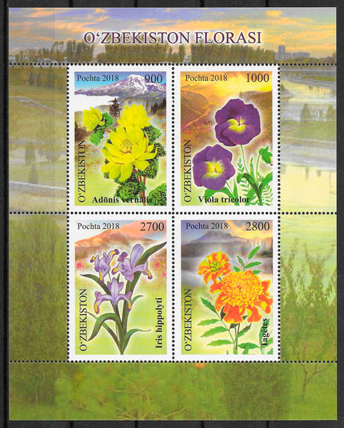 filatelia coleccion flora Ozbekistan 2019