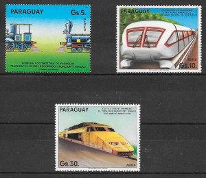 sellos trenes Paraguay 1985