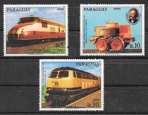 colección sellos trenes Paraguay 1986