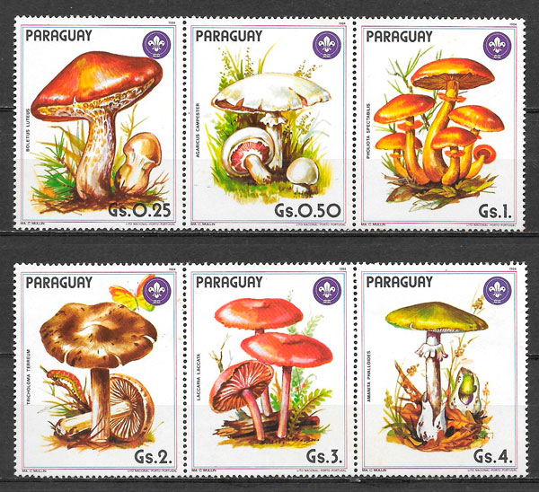 colección sellos Paraguay setas 1986