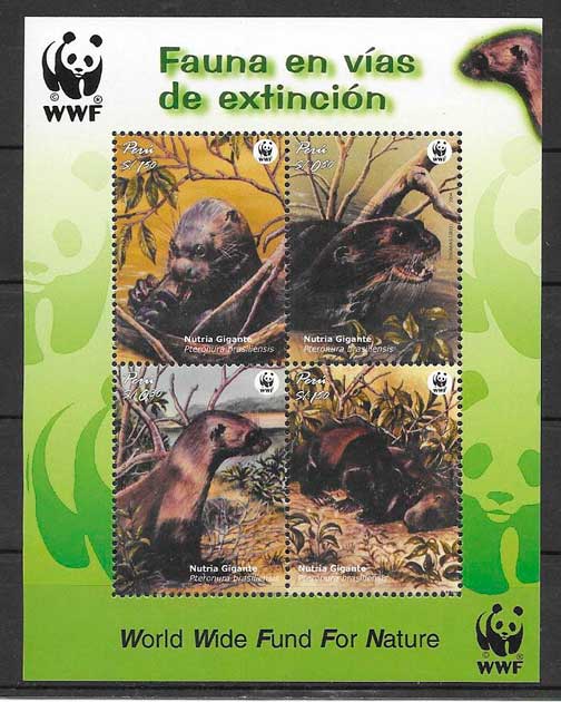 colección sellos fauna wwf Perú 2004