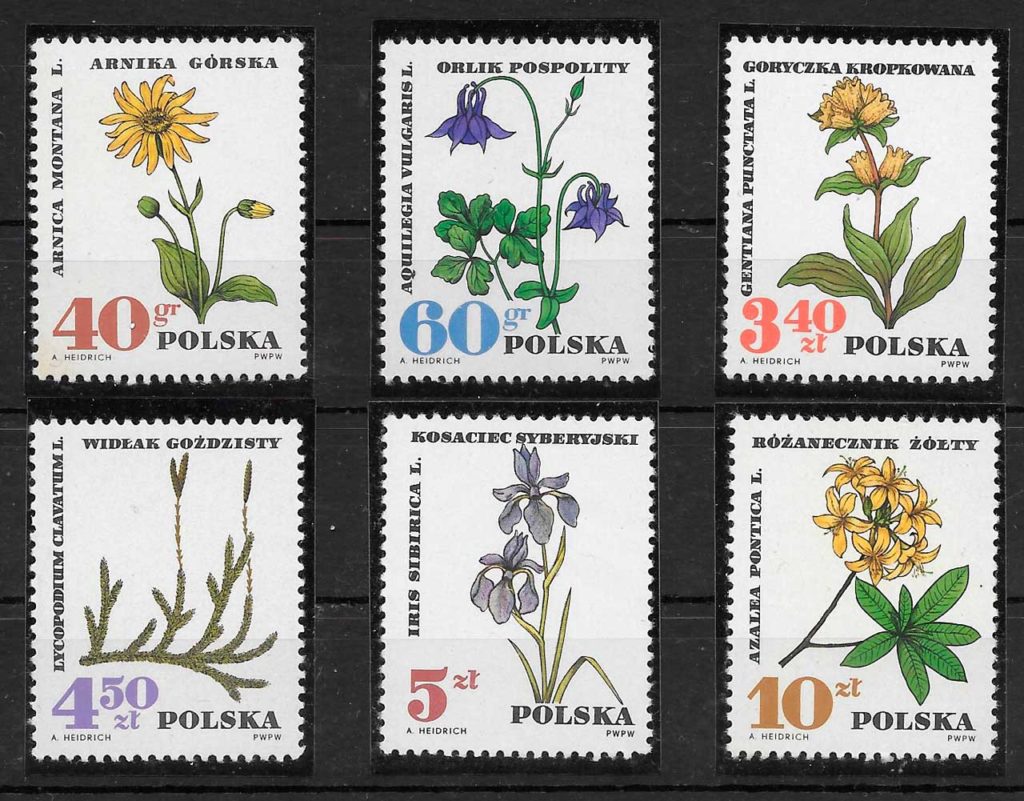 sellos flora Polonia 1967