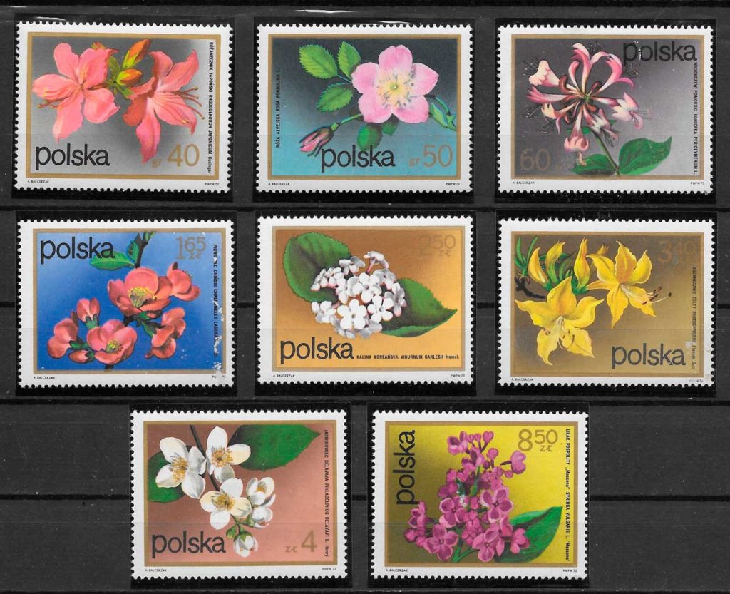 sellos flora Polonia 1972