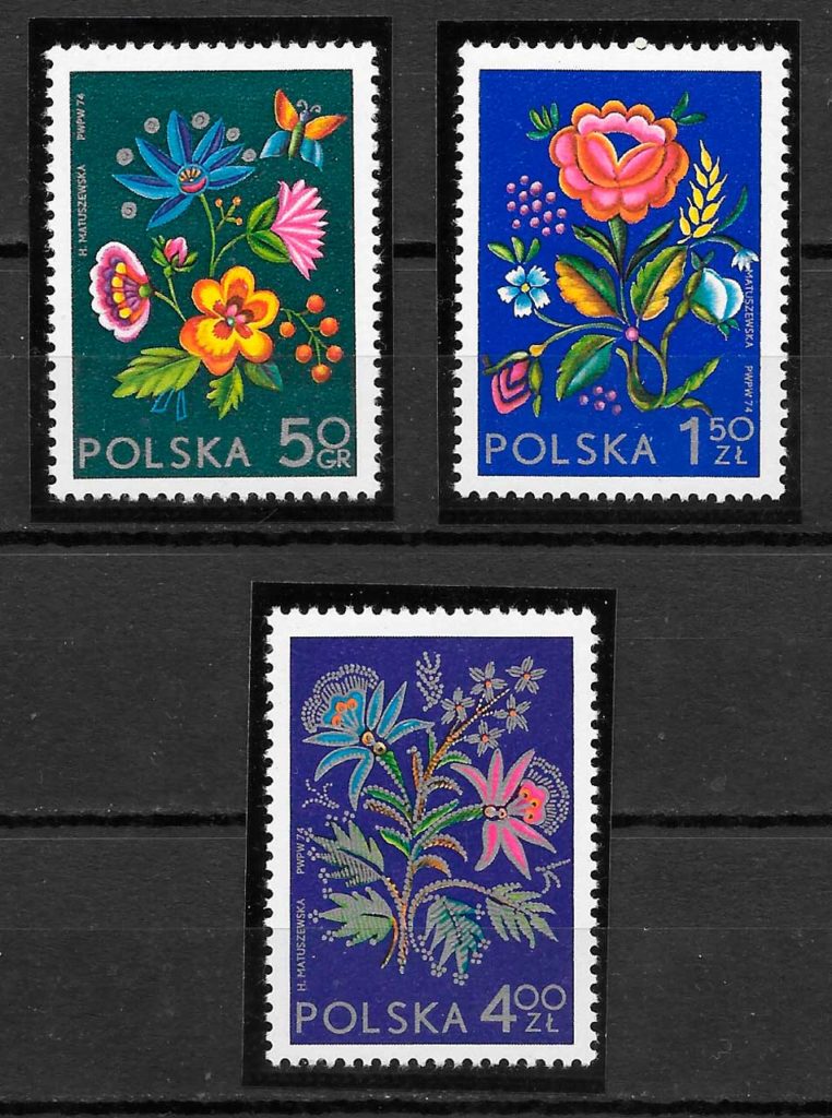 sellos flora Polonia 1974