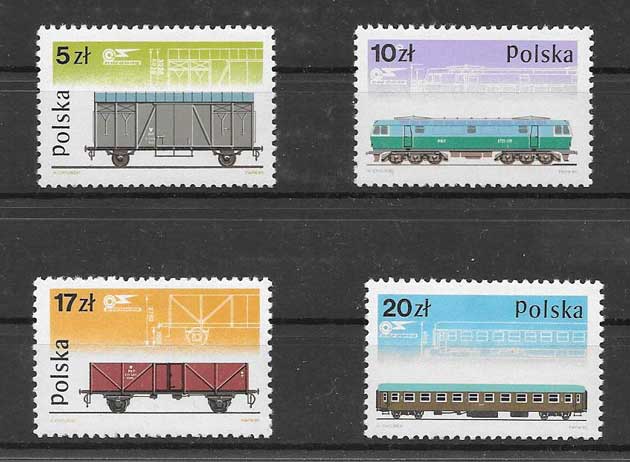 Colección sellos locomotoras y vagones de Polonia