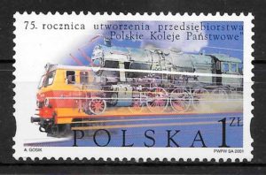 coleccion sellos trenes Polonia 2001
