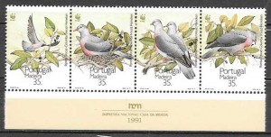 colección sellos fauna wwf Portugal Madeira 1991
