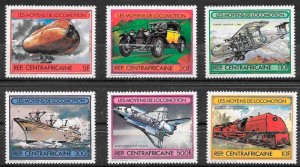 sellos colección trenes Centroáfrica 1982