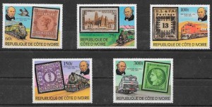 sellos colección trenes Cote de Ivori 1979
