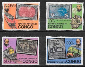 filatelia colección trenes Congo 1979
