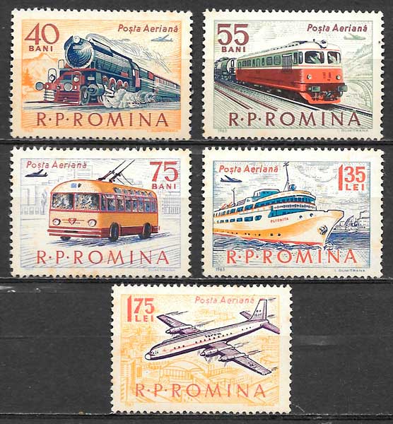 filatelia trenes Rumania 1963