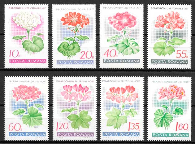 sellos flora Rumania 1968