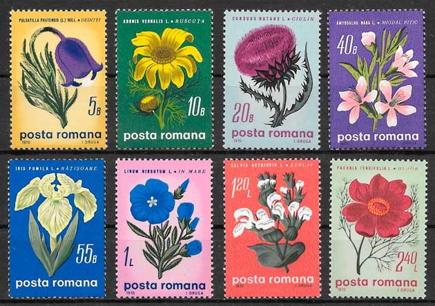 filatelia coleccion flora Rumania 1970