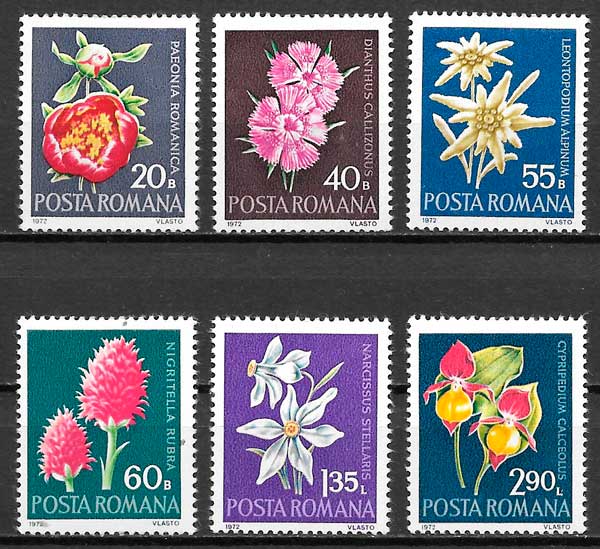filatelia coleccion flora Rumania 1972