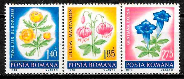 filatelia coleccion flora Rumania 1973