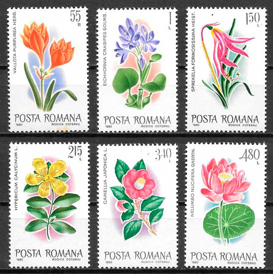 filatelia coleccion flora Rumania 1980