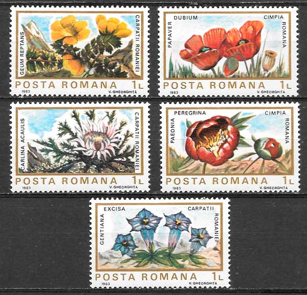 filatelia coleccion flora Rumania 1983
