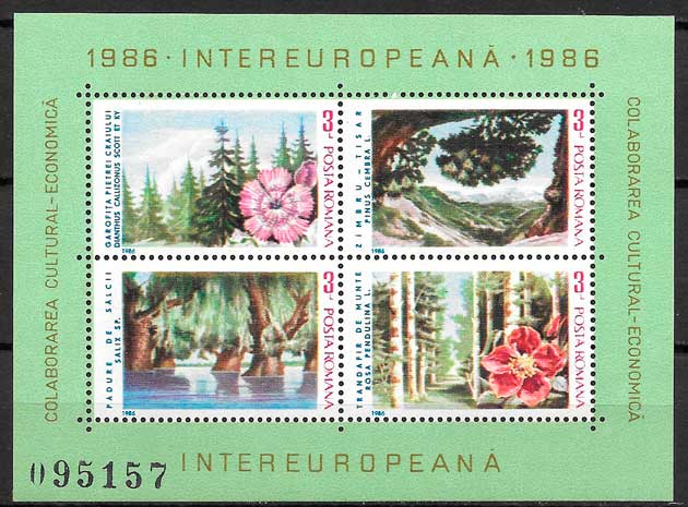 sellos flora Rumania 1986
