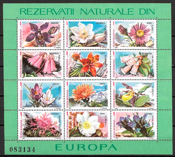 filatelia flora Rumania 1987