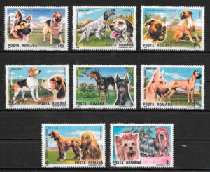 sellos perros Rumania 1990