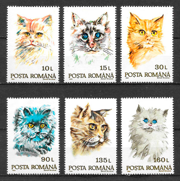 sellos perros Rumania 1993