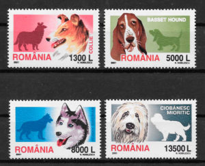 coleccion sellos perros Rumania 2001
