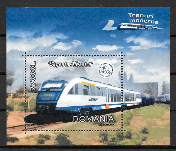 filatelia coleccion trenes Rumania 2004