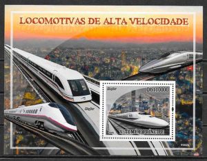 filatelia colección trenes Santo Tome y Príncipe 2009