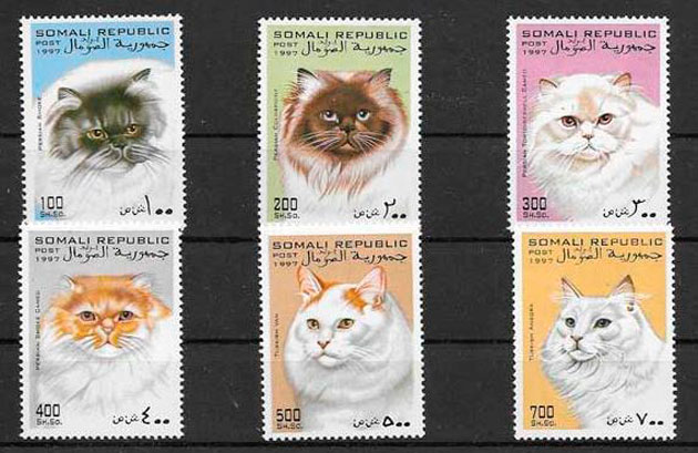 sellos gatos Somalia 1997
