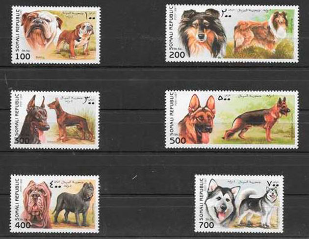 sello coleccion perros Somalia 1997