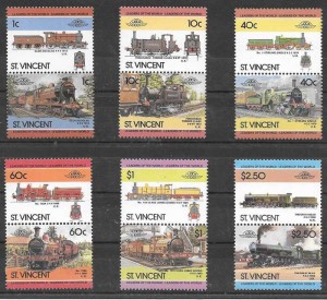 sellos trenes St Vincent 1985