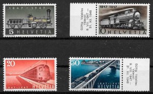 colección sellos trenes Suiza 1947