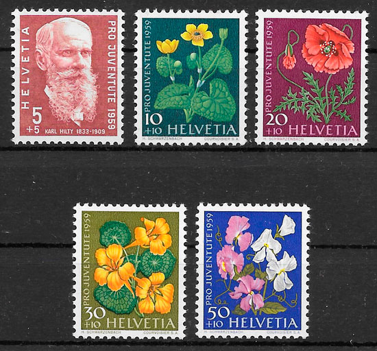 sellos flora Suiza 1959
