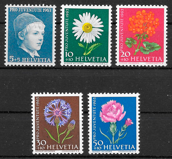coleccion sellos flora Suiza 1963