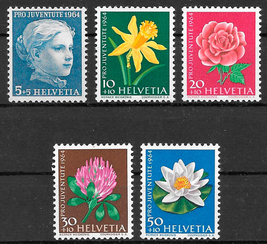 coleccion selos flora Suiza 1964