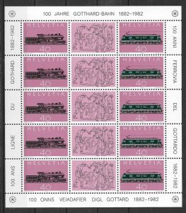 sellos trenes Suiza 1982