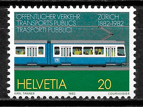 sellos trenes Suiza 1982