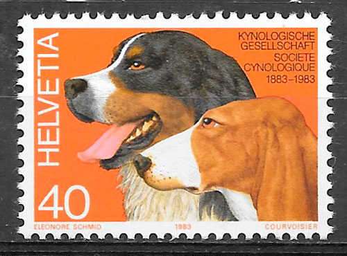 coleccion sellos perros Suiza 1983