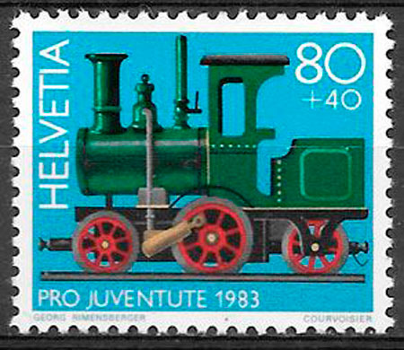 sellos trenes Suiza 1983
