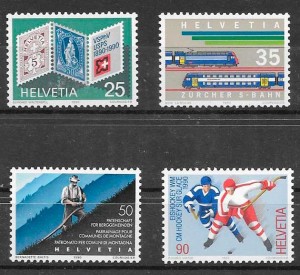 sellos trenes Suiza 1990