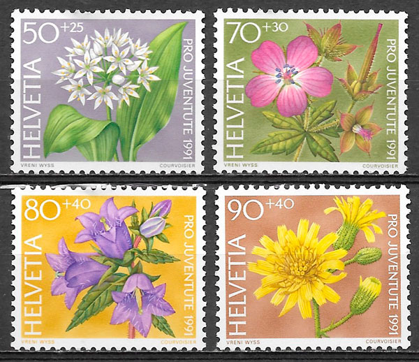sellos flora Suiza 1991