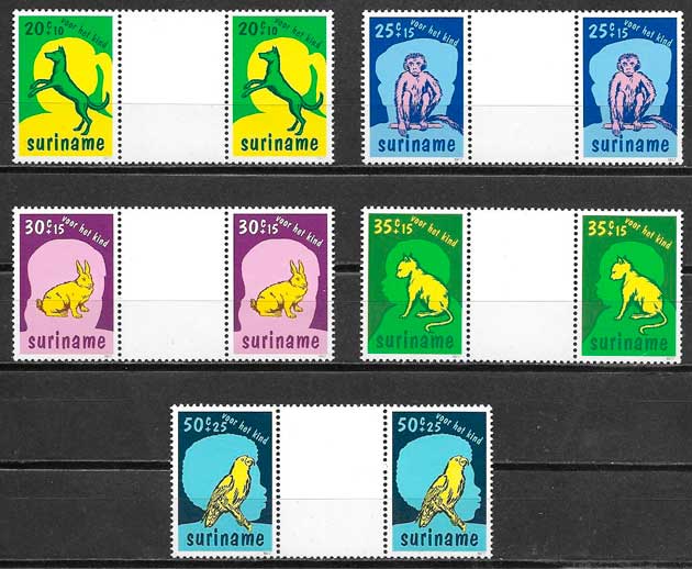 sellos fauna Surinam 1977