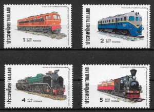 sellos colección trenes Tailandia 1977
