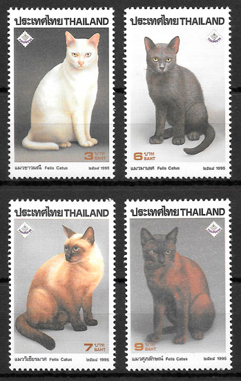 filatelia gatos Tailandia 1995