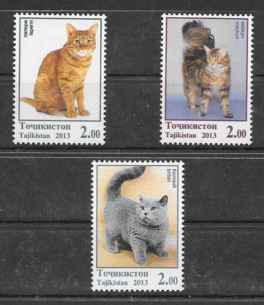 coleccion sellos gatos Tjikistan 2013