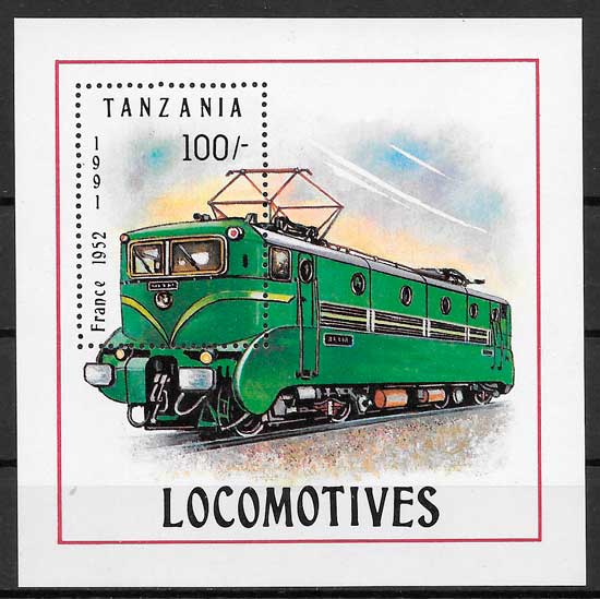 sellos trenes Tanzania 1991