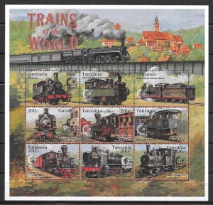 Colección sellos trenes Tanzania 1995
